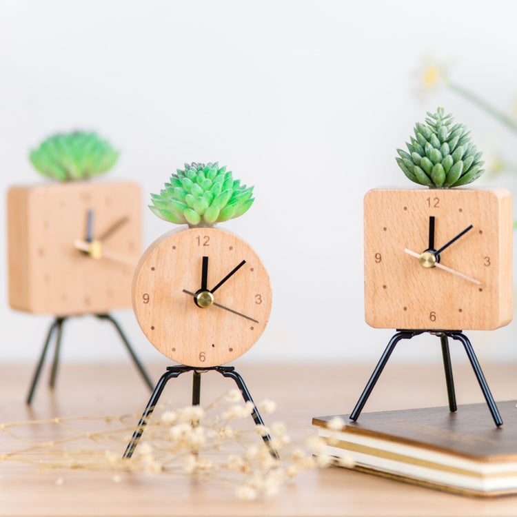 Wooden simple iron clock