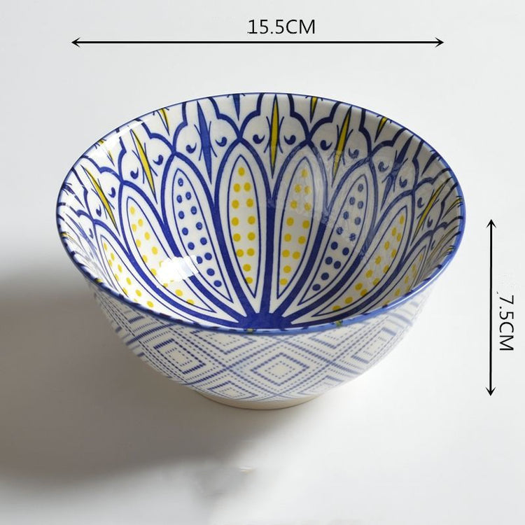 Household Japanese Underglaze Ceramic Rice Bowl