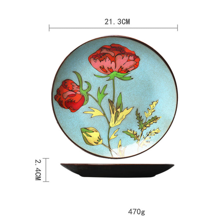 Ceramic Plate Household Tableware Round Flat