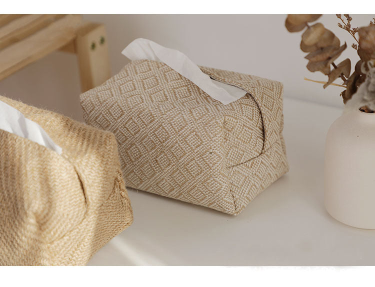 Fabric Tissue Box Cotton Linen Napkin Box Chinese Style Tissue Bag Tea Table Coffee Table Tea Room Decoration New Chinese Style Tissue Box