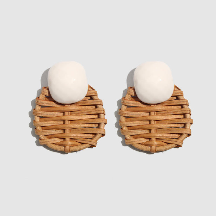 Rattan boho earrings