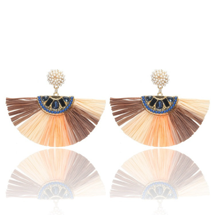 Raffia tassel earrings