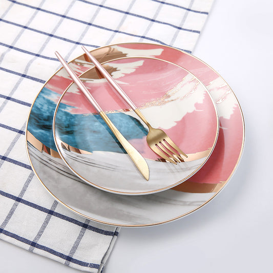 Home Steak Plate Salad Plate Colorful Cloud Plate