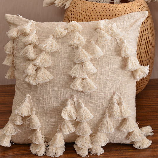 Moroccan style cotton tassel cushion pillow