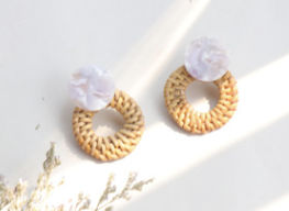 Bamboo rattan straw earrings