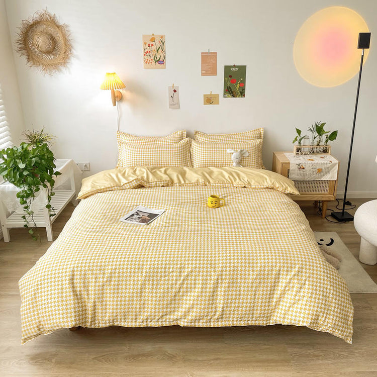 Student Dormitory Thick Sanded Aloe Cotton Four-piece Set Bed Linen Quilt Cover Bedding