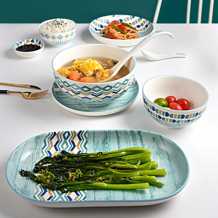 Nordic Ins Style Geometric Ceramic Dishes And Tableware