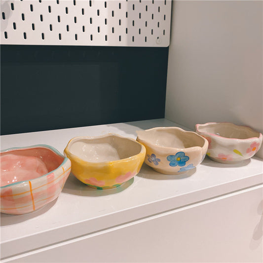Home Creative Hand Kneading Irregular Ceramic Bowl