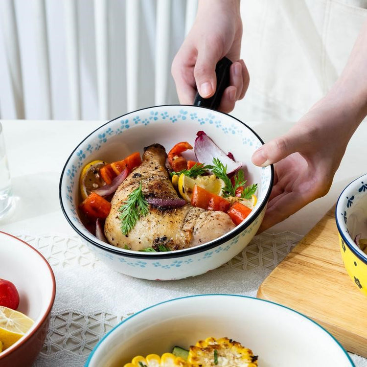 Hand painted ceramic salad bowl