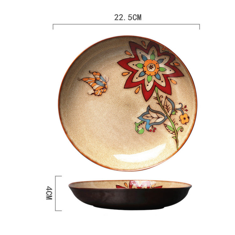 Ceramic Plate Household Tableware Round Flat