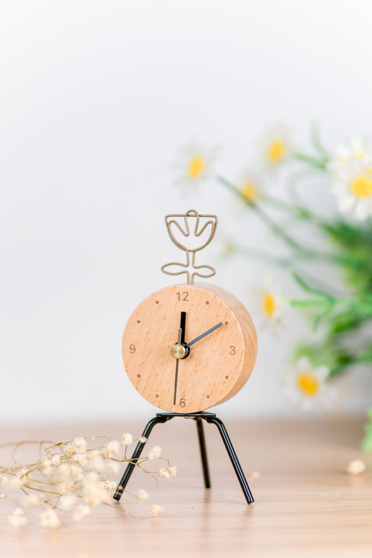 Wooden simple iron clock