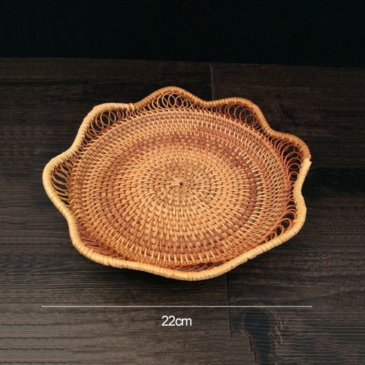 Hand-Woven Rattan Fruit Plate Fruit Bowl Rattan Art