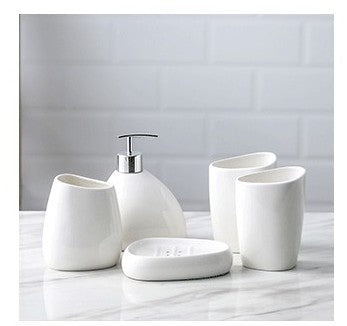 Simple White Porcelain Bathroom Five-piece Bath Bottle Bathroom Toilet Kit