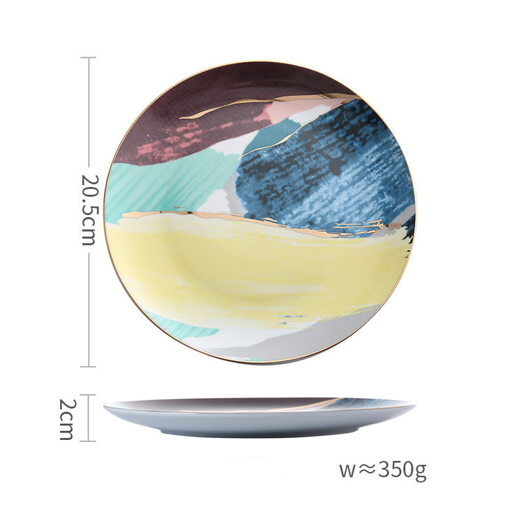 Home Steak Plate Salad Plate Colorful Cloud Plate