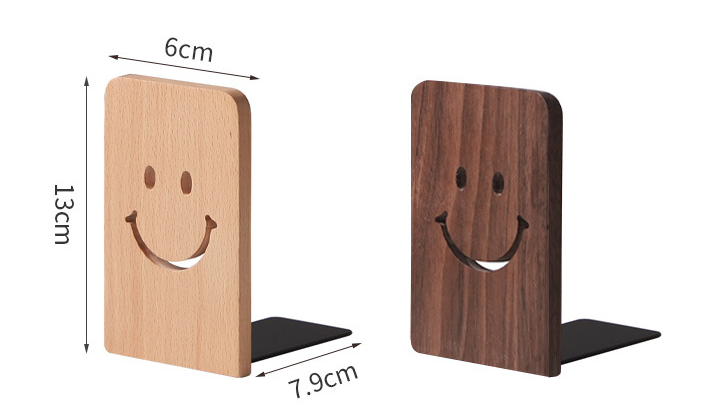 Wooden Bookends With Metal Base Heavy Duty Black Walnut Book Stand With Anti-Skid Dots For Office Desktop Or Shelves