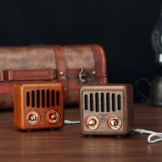 Wooden Bluetooth Speakers Retro Solid Wooden Audio With Radio Card