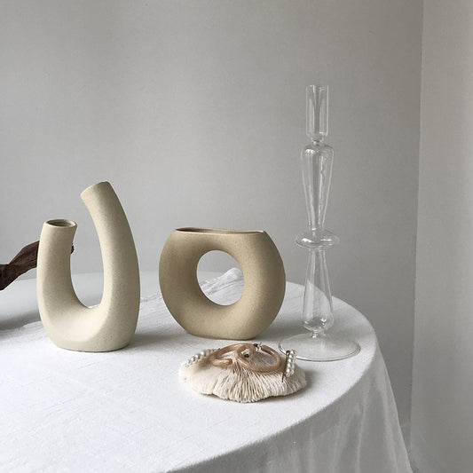 white elegant ceramic vase