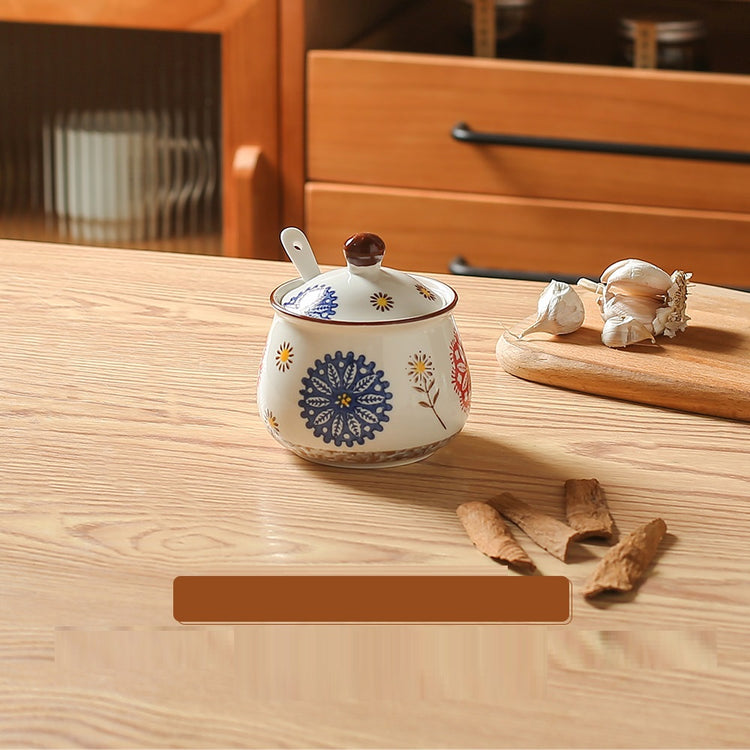 Household Salt Pot With Cover Kitchen Japanese Seasoning Pot