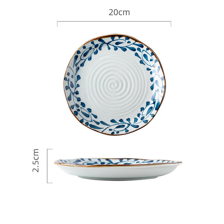 Creative Ceramic Plate Hot Dishes Irregular Ribbed Lotus