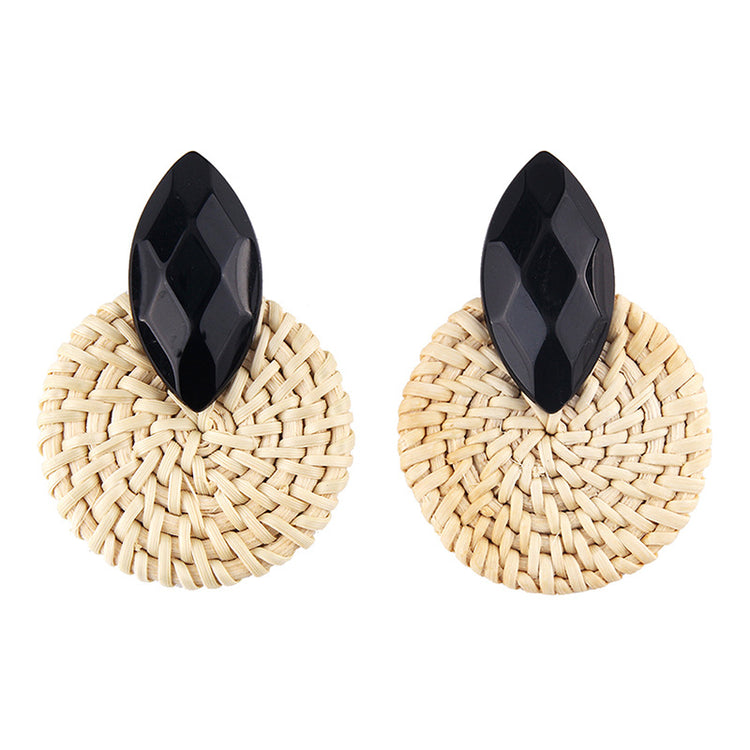 Vintage rattan woven earrings