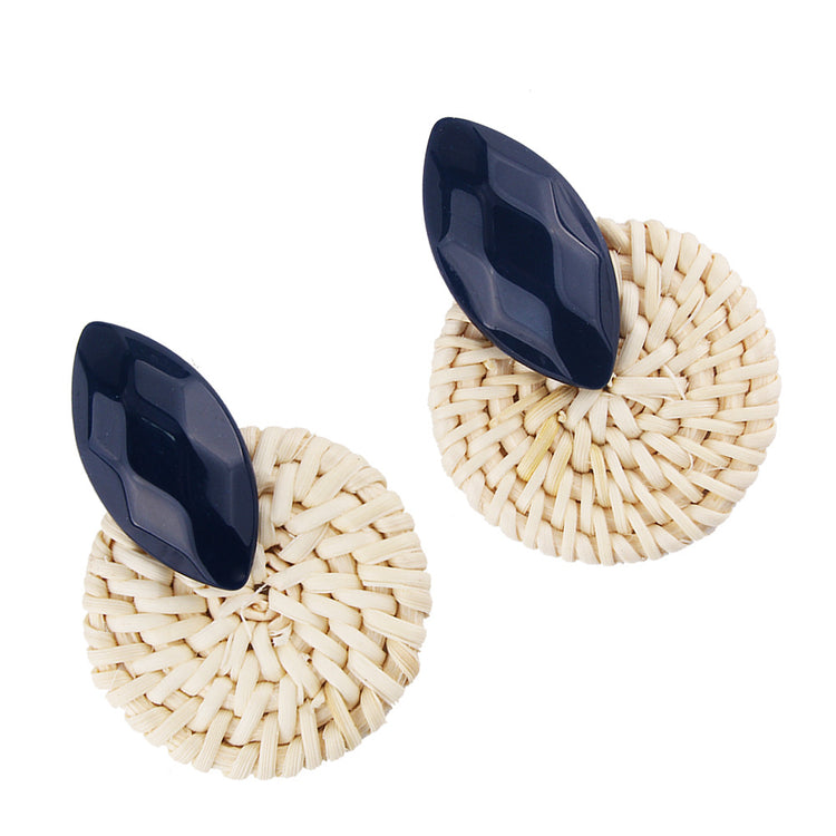 Vintage rattan woven earrings