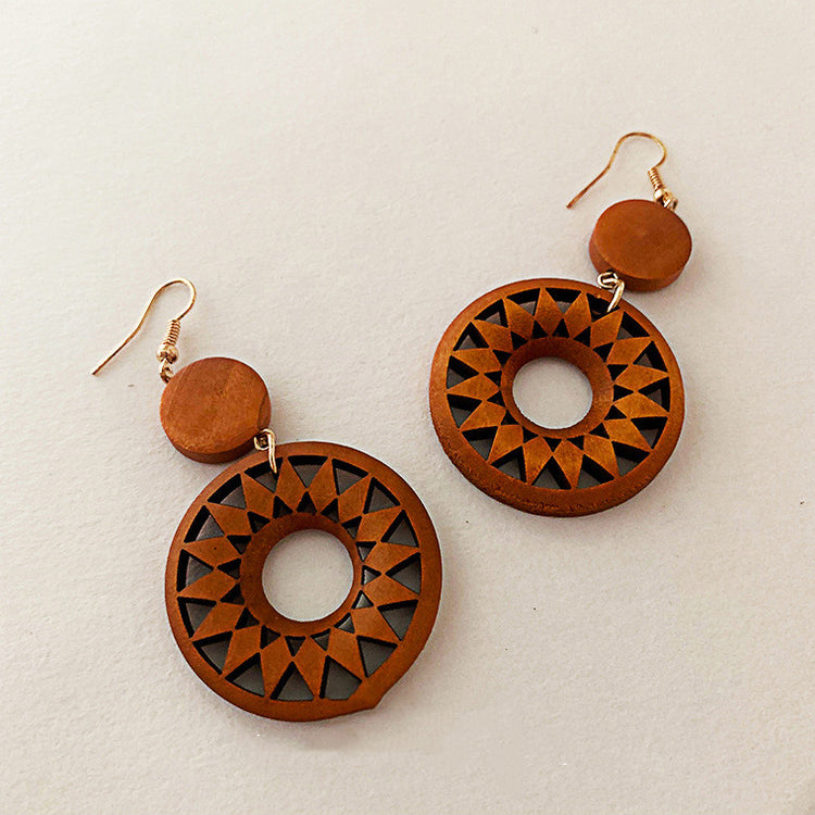 Vintage rattan woven earrings