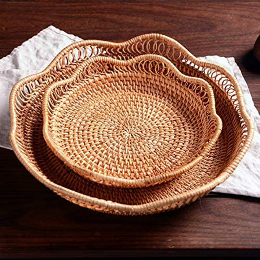 Hand-Woven Rattan Fruit Plate Fruit Bowl Rattan Art