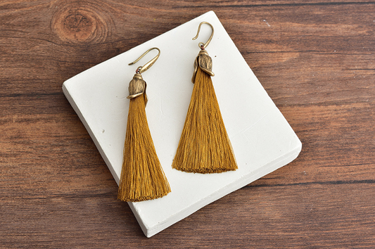 Retro simple long tassel earrings