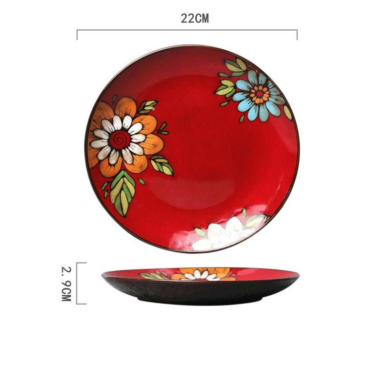 Ceramic Plate Household Tableware Round Flat