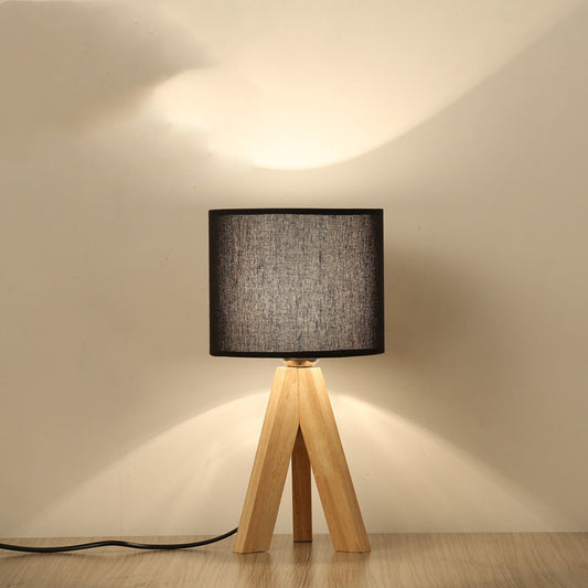 Wooden Art Study Room Fashion Rural Fabric Table Lamp