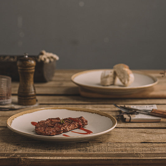 Round Ceramic Platter Breakfast Steak Plate