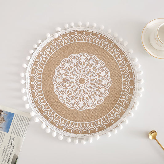 Nordic Braided Placemat Jute Decorative Round Fringe Edge