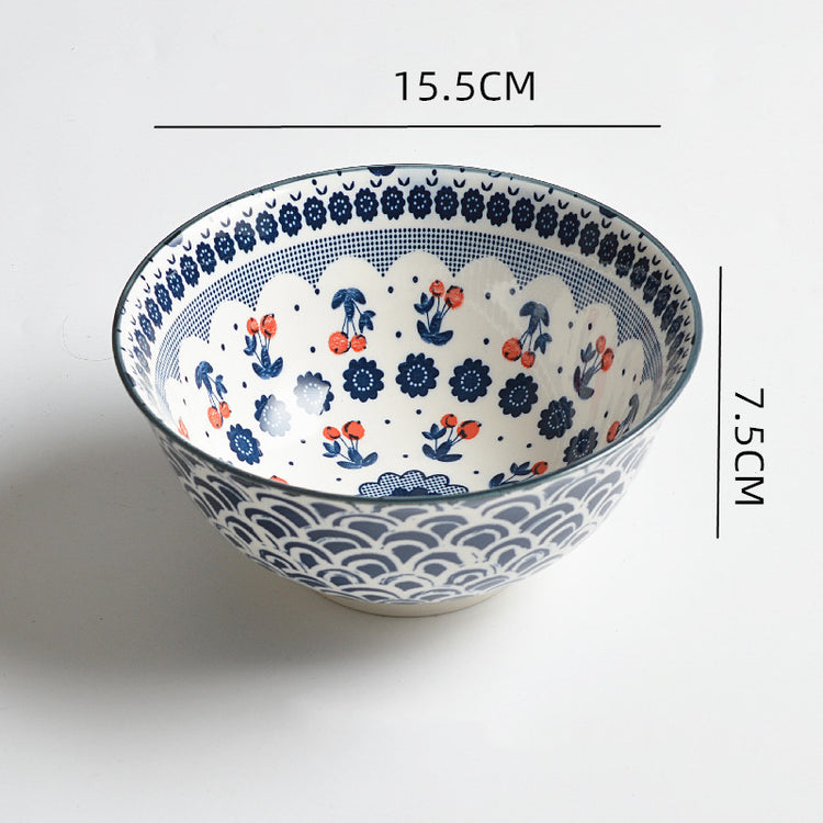 Household Japanese Underglaze Ceramic Rice Bowl