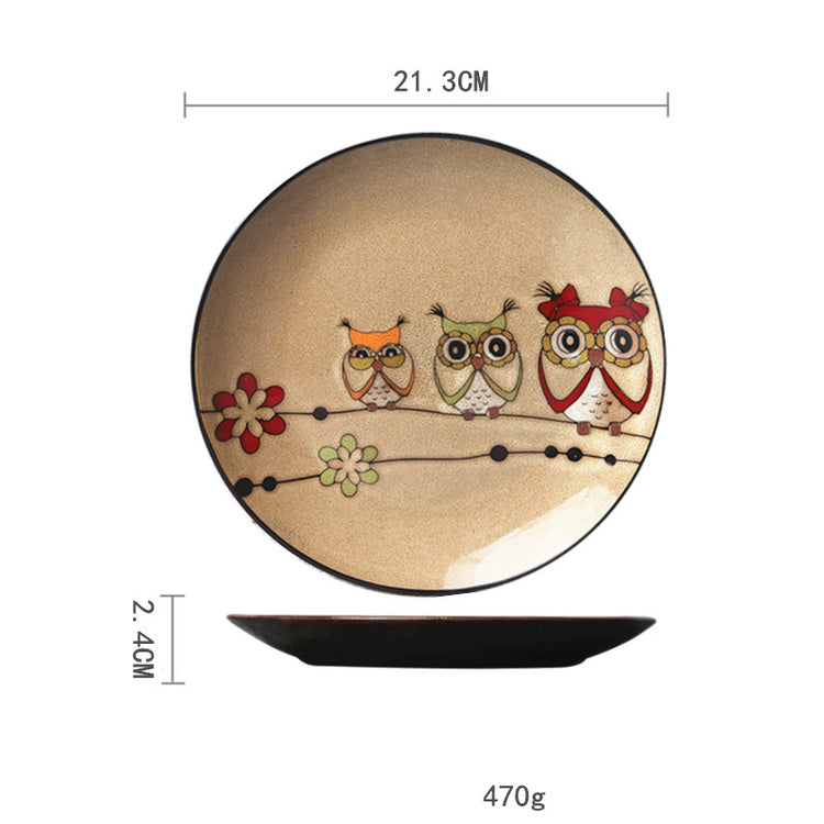 Ceramic Plate Household Tableware Round Flat