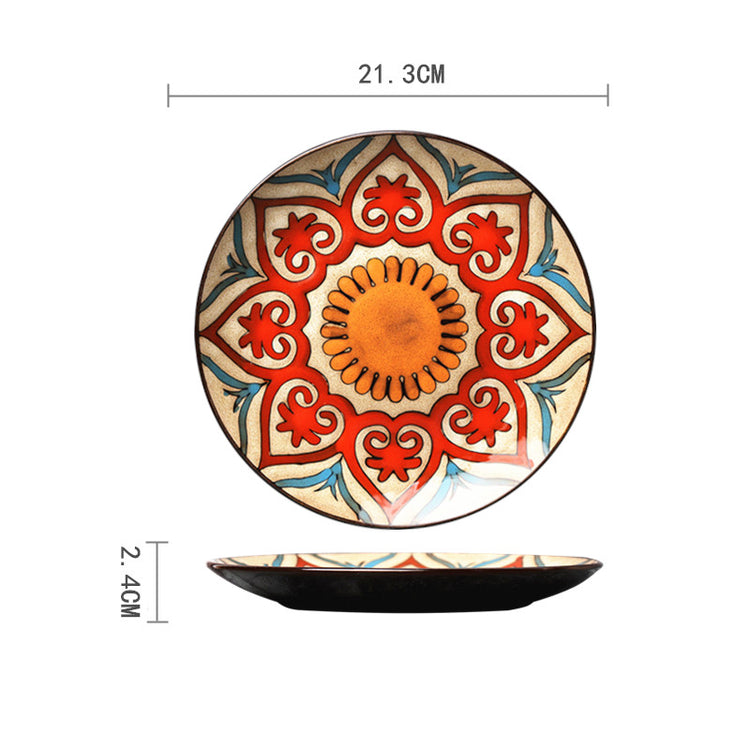 Ceramic Plate Household Tableware Round Flat