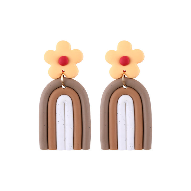 Flower Soft Clay Earrings With A High Sense Of Europe And America