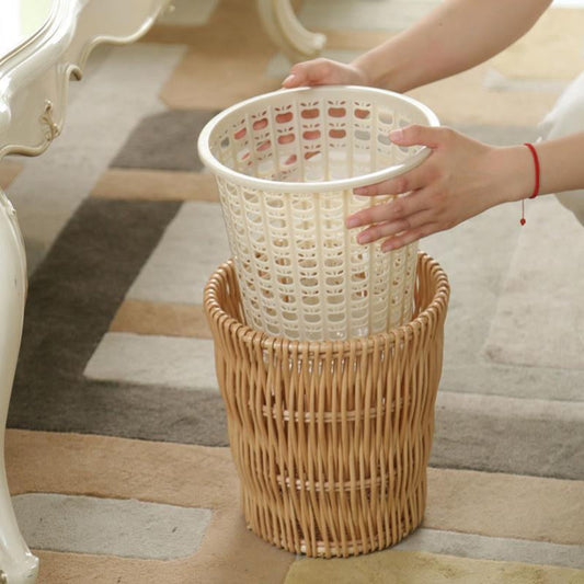 Rattan trash can