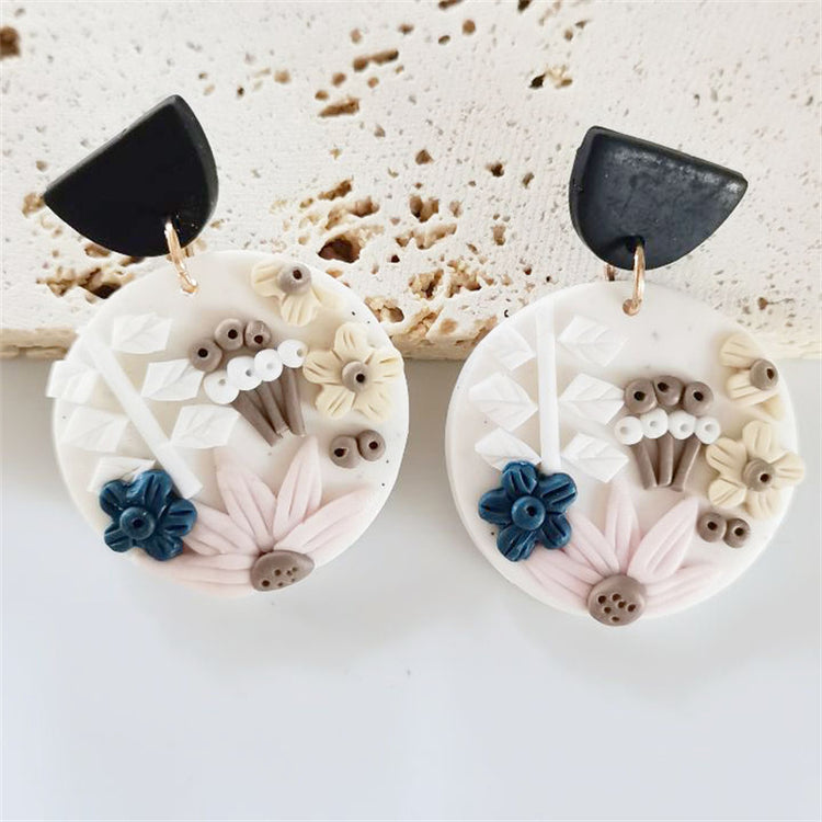 Clay Terracotta Delicately Carved Earrings