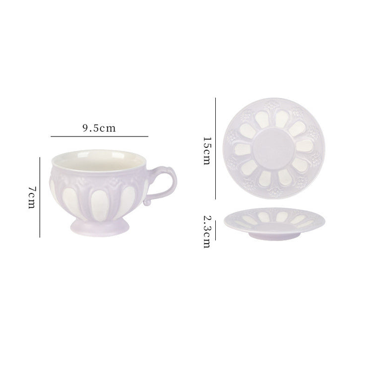 Embossed Vintage Court Style Coffee Cup  Saucer Set