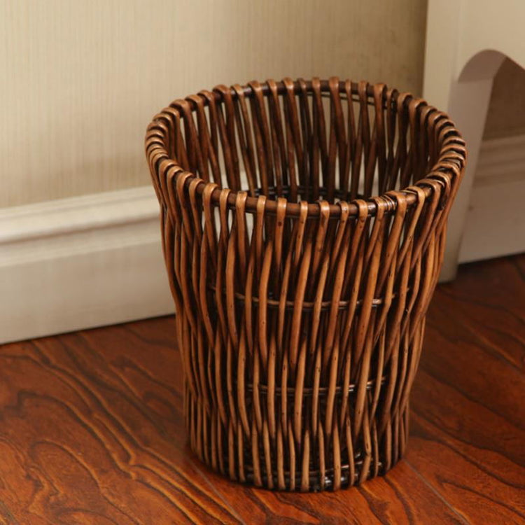 Rattan trash can