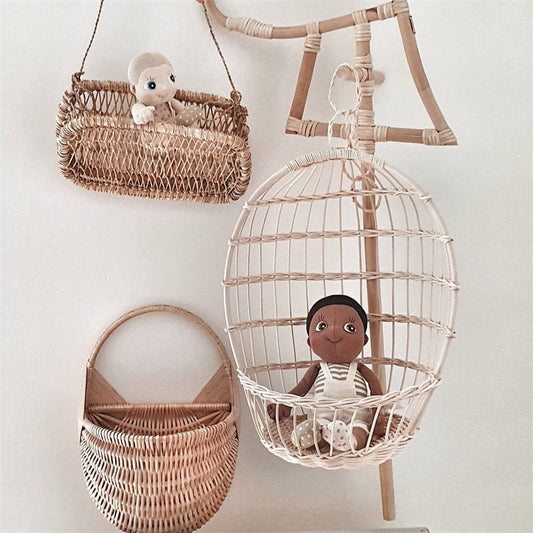 Handmade Rattan Spider Plant Doll Swing Home Decoration