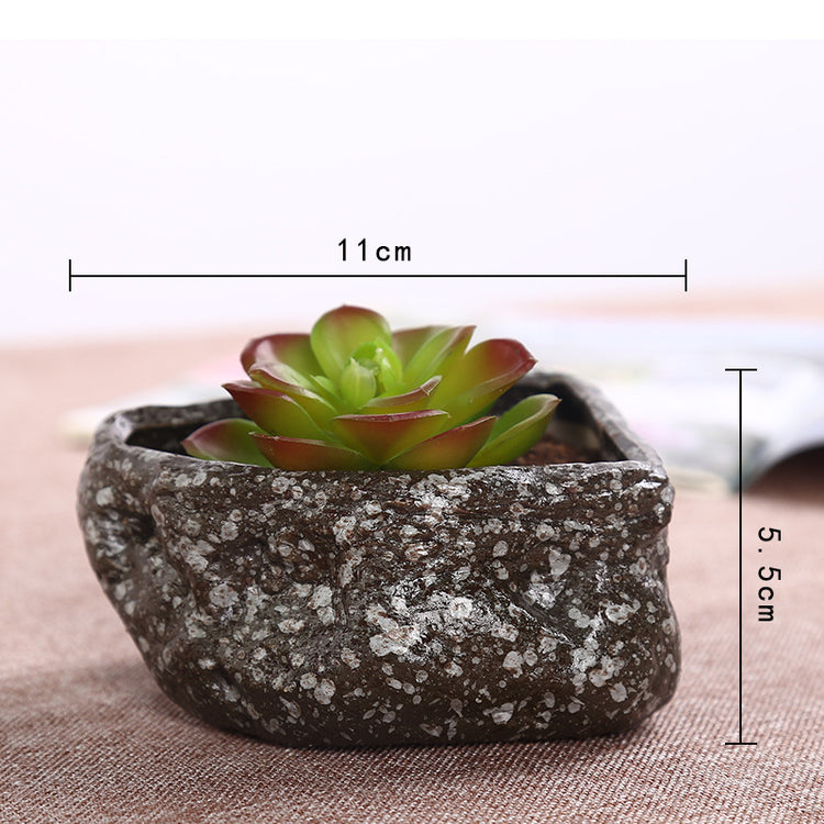 Mini Stone Succulent Plant Potted Kiln Becomes Creative Ceramic Green Plant Pot