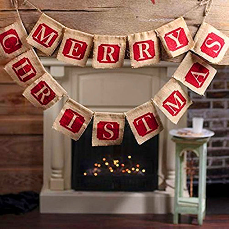 Merry Christmas sackcloth flag Christmas banner Christmas banner decoration