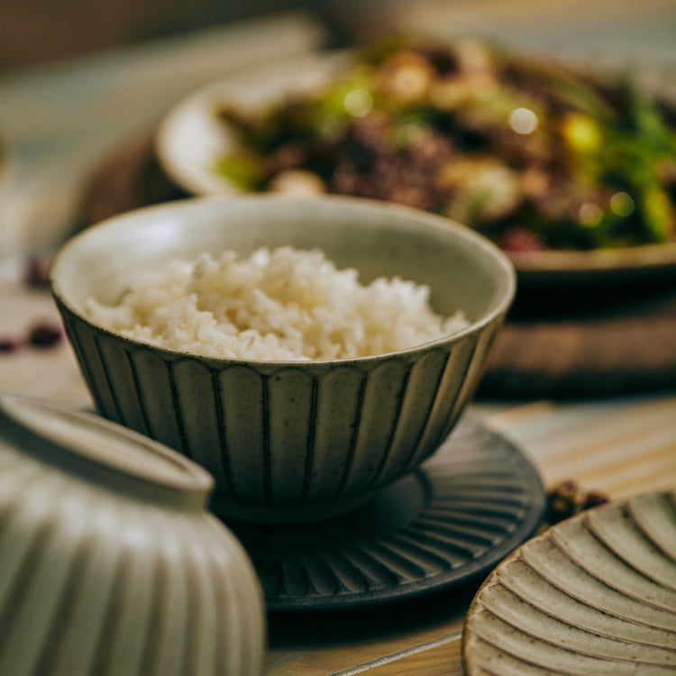 Stoneware Rice Bowl Tableware Dish Set Bowl Noodle Retro Plate