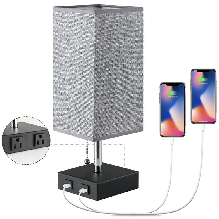 USB Charging Cloth Cover Table Lamp American Simple And Modern