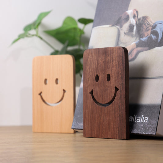 Wooden Bookends With Metal Base Heavy Duty Black Walnut Book Stand With Anti-Skid Dots For Office Desktop Or Shelves