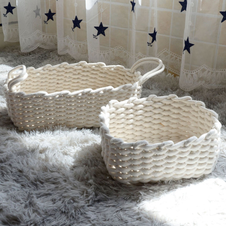 Storage Basket Sundries Storage Box Handmade Cotton Rope Storage Basket Homestay Furnishing Storage Shooting Storage Basket