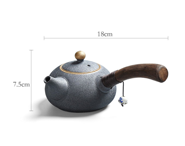 Ceramic teapot with wooden handle