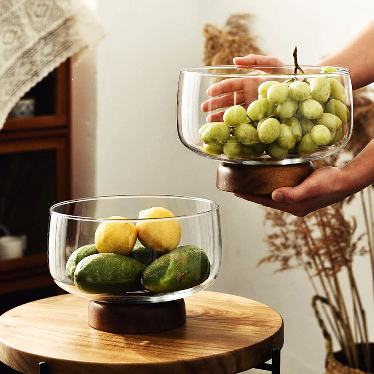 Fruit Plate Living Room Home Glass Coffee Table Tall Candy Bowl