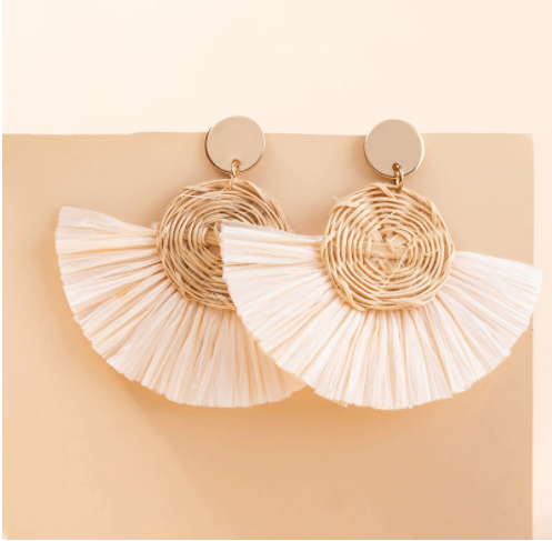 Ins Holiday Net Red Wind Rattan Earrings Female Spring And Summer